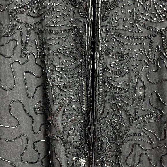JMD New York Beaded Silk Black Jacket Cardigan Holiday Party Evening Wear - Picture 7 of 9